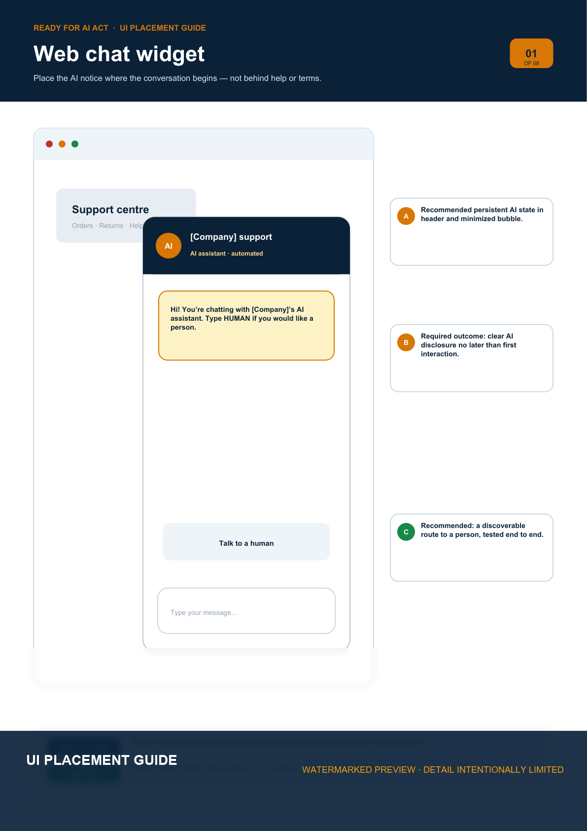 Watermarked preview of the chatbot disclosure placement guide