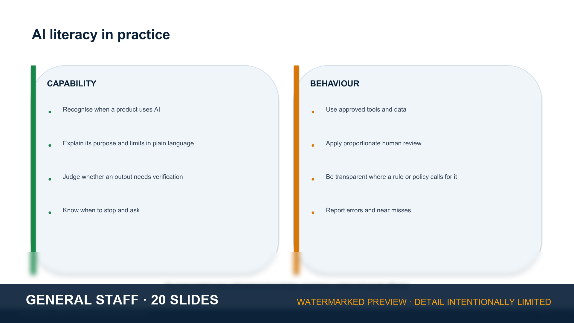 Watermarked preview of the AI literacy training deck